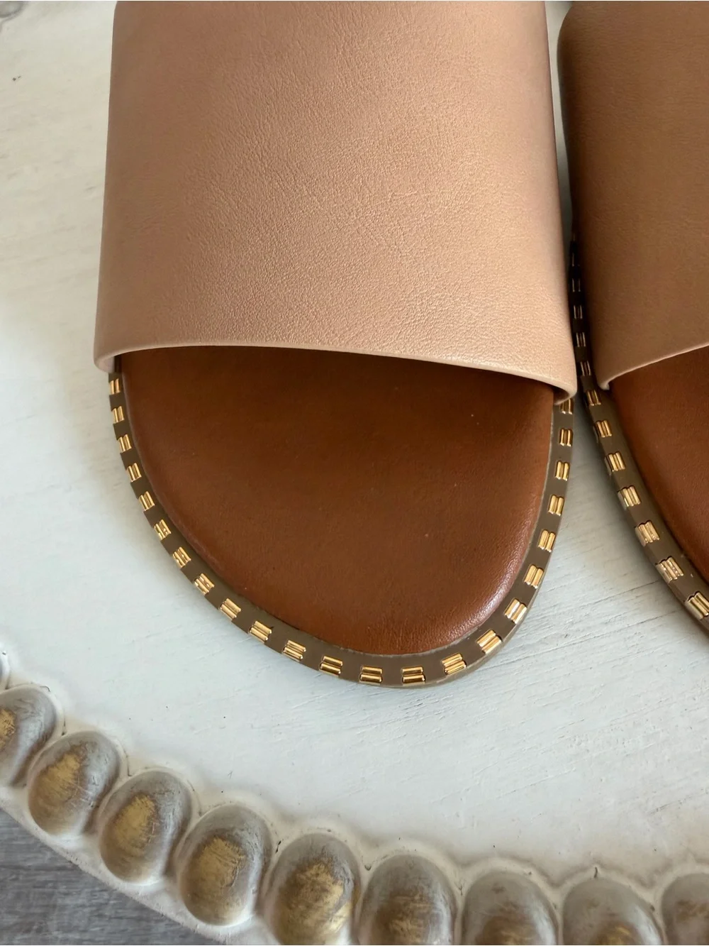 Bonnibel Tan Neutral Embellished Flat Slide Summer Casual Sandals 7.5 - Picture 3 of 9